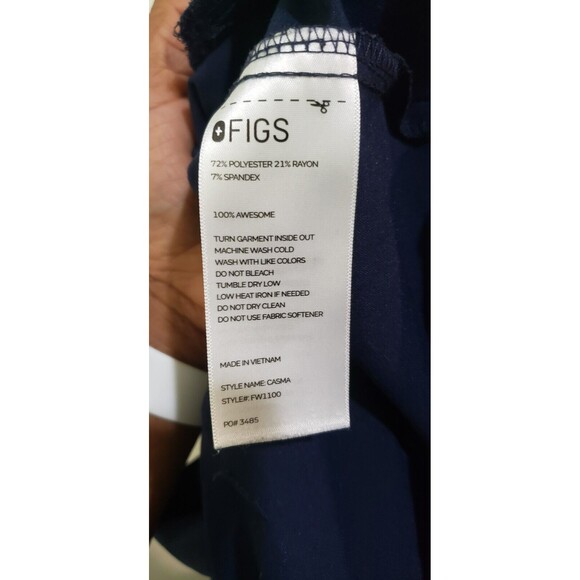 Figs Women's Casma Three-Pocket Scrub Top Navy Blue XL Short Sleeve V-Neck - Picture 3 of 6